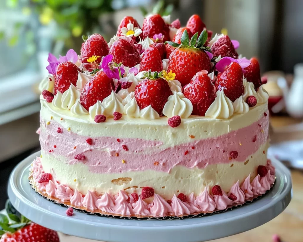 Spring Birthday Cake: Strawberry Layer Cake (Spring Style)