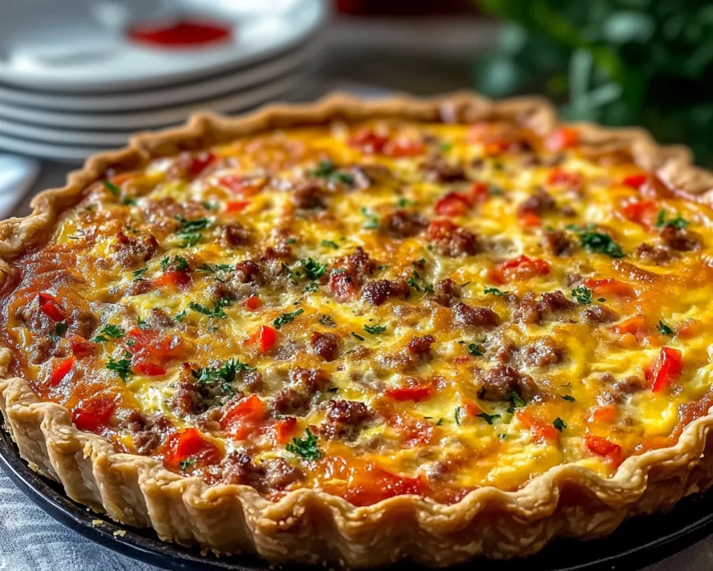 Irresistible Roasted Red Pepper And Sausage Quiche