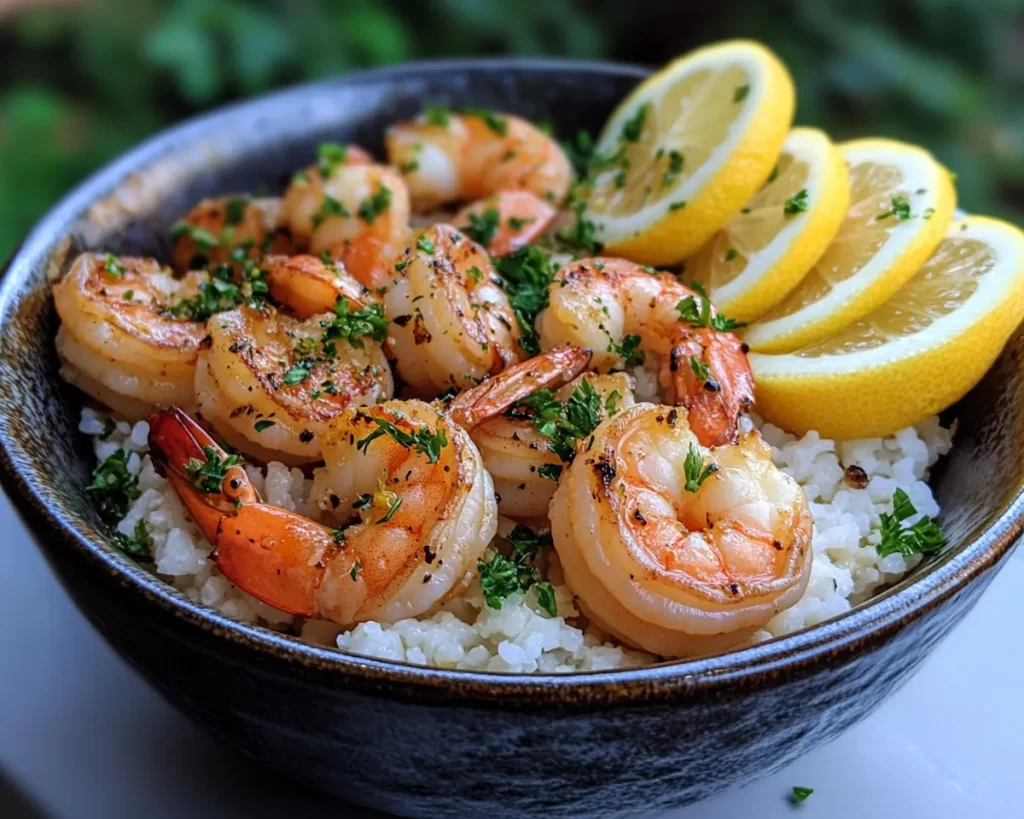 Summer Recipes Dinner: Lemon Garlic Shrimp Bowl