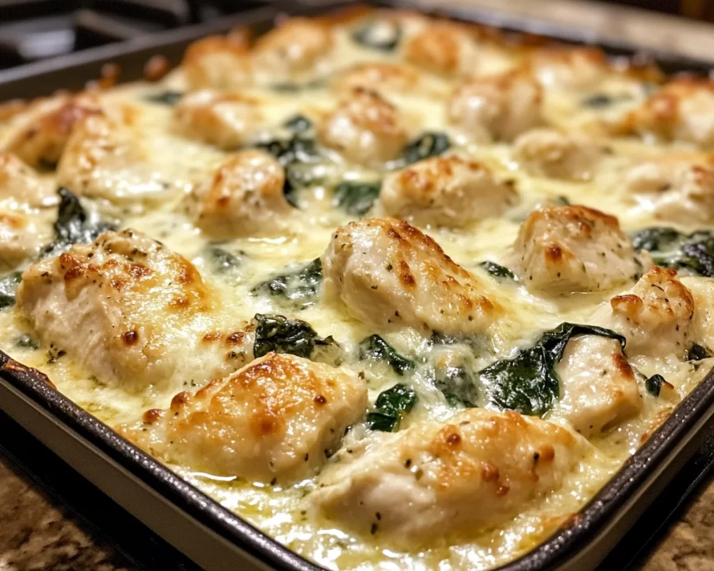 Easy Dinner Recipes for Family: Chicken & Spinach Alfredo Bake in 25 Minutes
