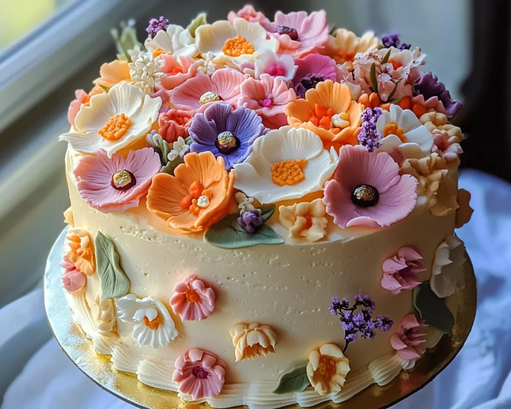 Spring Cake Designs: Floral Buttercream Cake Aesthetic