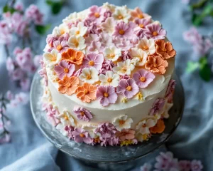 Spring Birthday Cake: Spring Flower Buttercream Cake