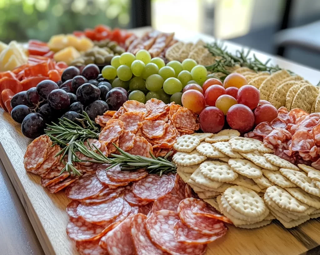 Spring Charcuterie Board Ideas with Crackers & Grapes in 5 Steps