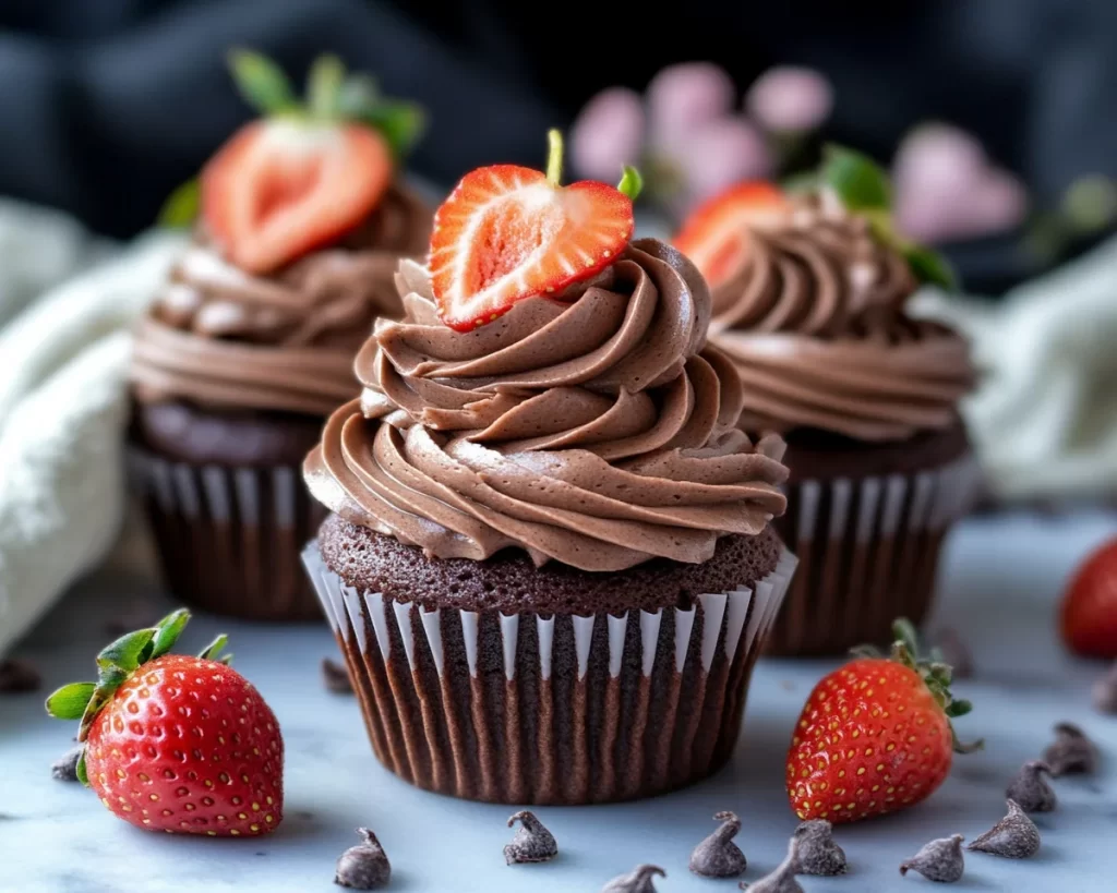 Spring Cupcakes: Chocolate Strawberry Cupcakes in 5 Steps