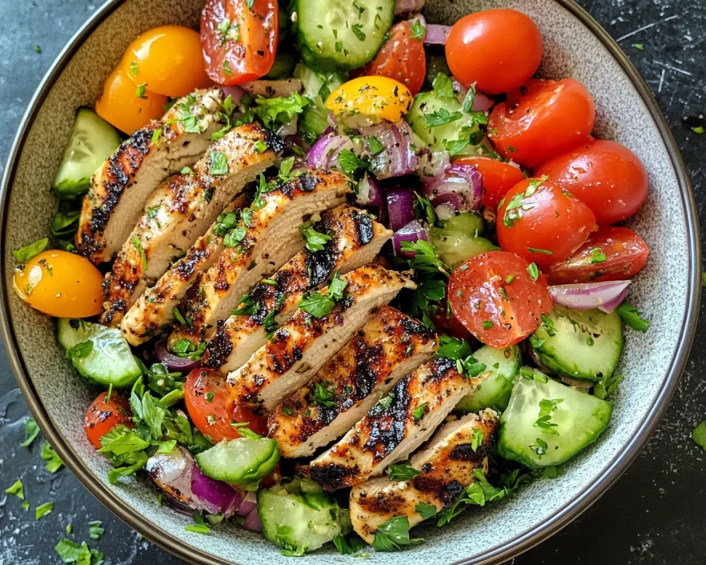 Summer Dinner Ideas: Greek Salad with Grilled Chicken in 15 Minutes