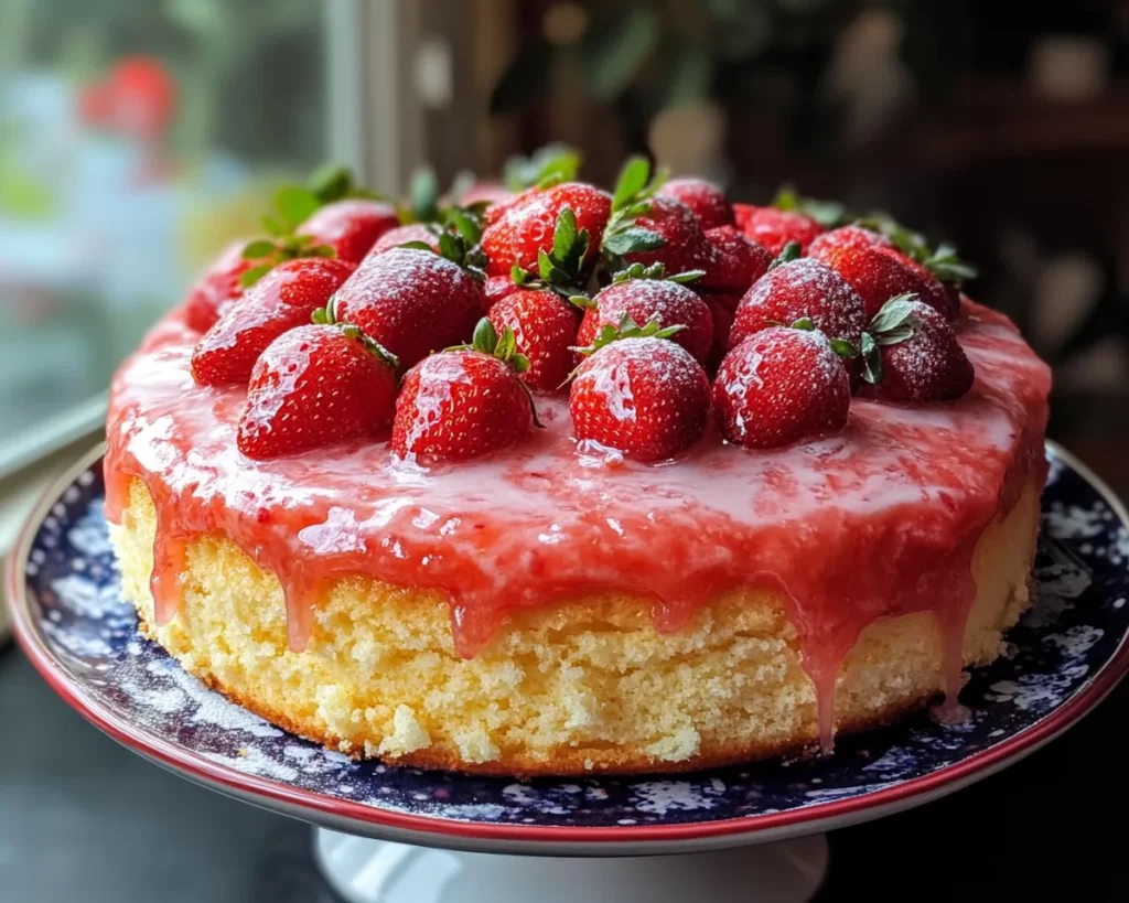 Spring Cake: Vanilla Spring Cake with Strawberry Glaze