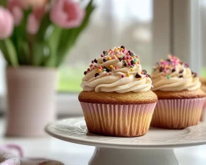 Spring Cupcakes: Chocolate Chip Vanilla Cupcakes in 5 Steps