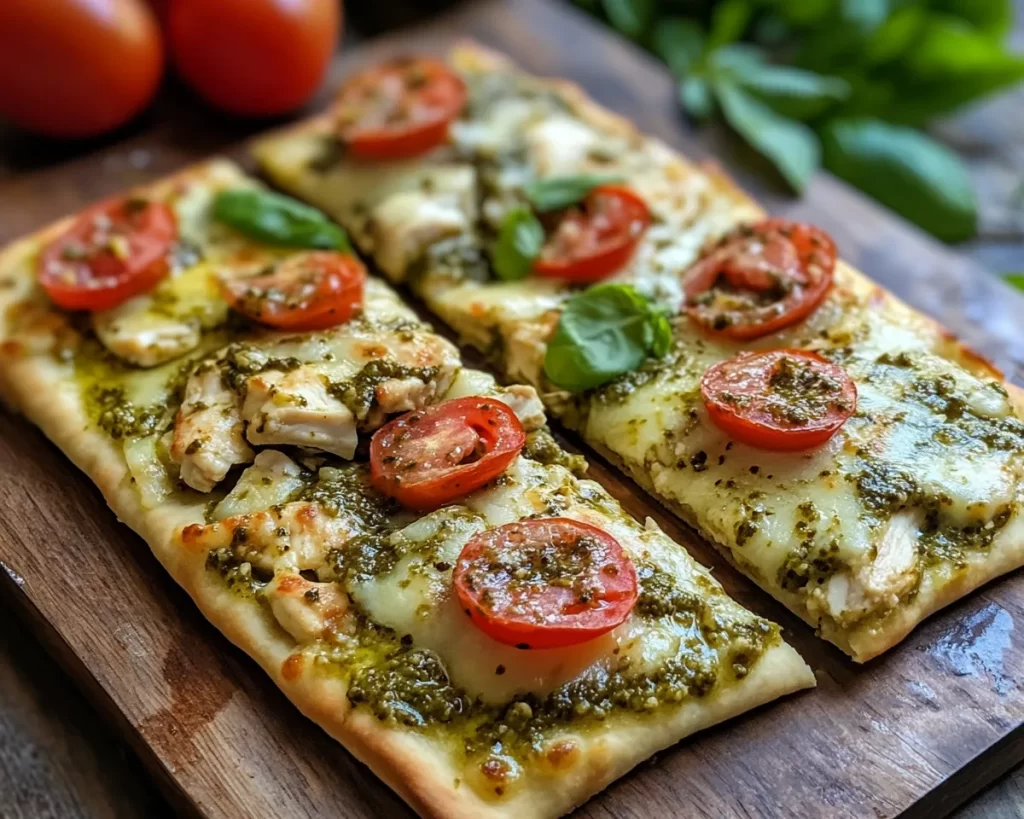 Spring Dinner Ideas: Pesto Chicken Flatbread in 15 Minutes