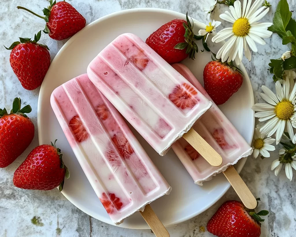 Spring Desserts: Strawberry Yogurt Popsicles in 5 Ingredients