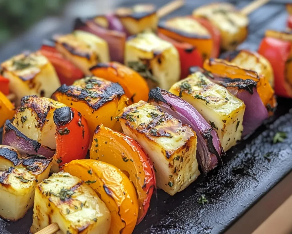 Summer Dinner Ideas: Grilled Veggie & Halloumi Skewers in 20 Minutes