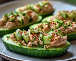 Healthy Easy Recipes: Cucumber Tuna Stuffed Boats in 10 Minutes