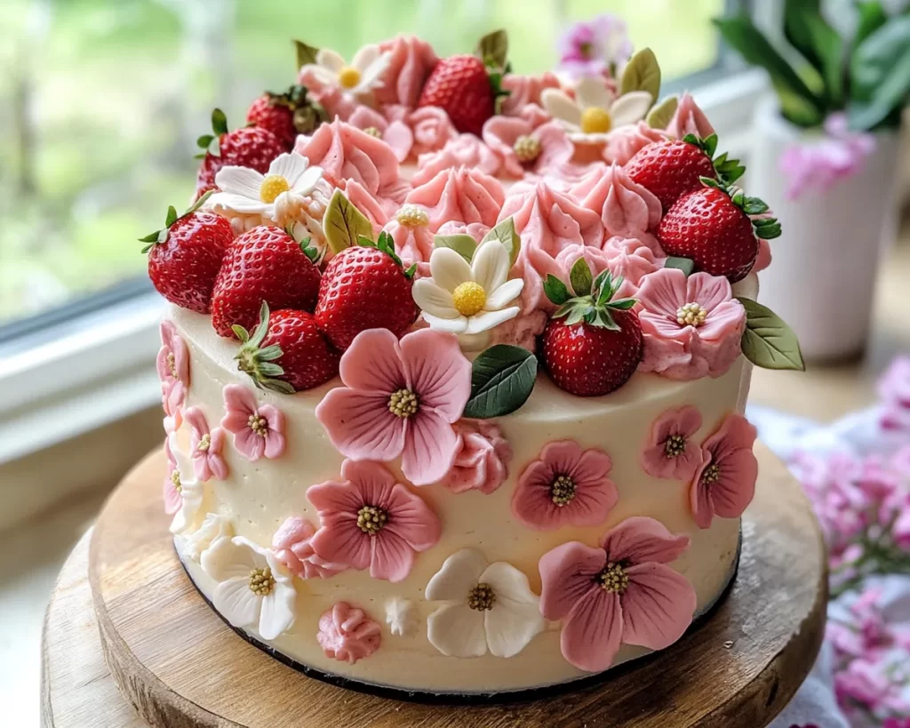 Spring Cake Designs: Strawberry Floral Cake