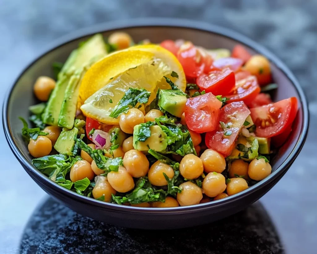 Spring Salad: Avocado Chickpea Salad with Lemon Vinegarette