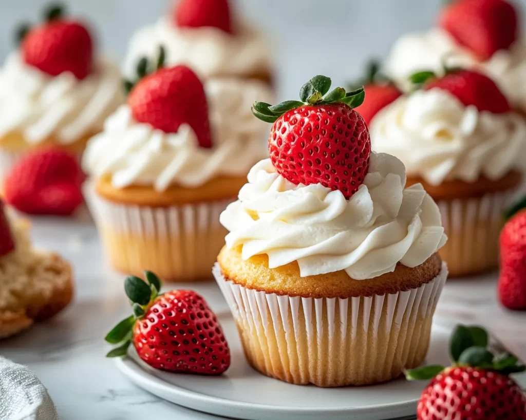 Spring Cupcakes: Strawberry Shortcake Cupcakes in 7 Steps