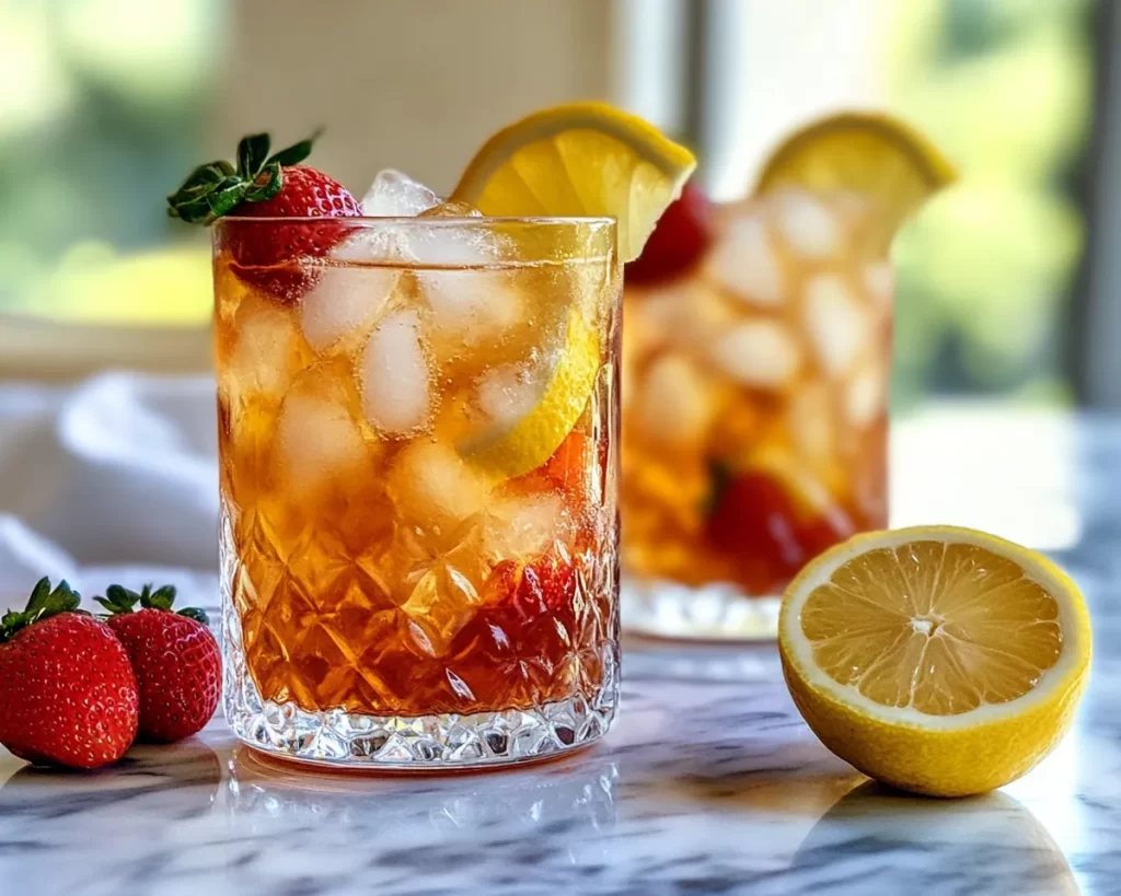 Summer Drinks Nonalcoholic: Iced Strawberry Lemon Tea