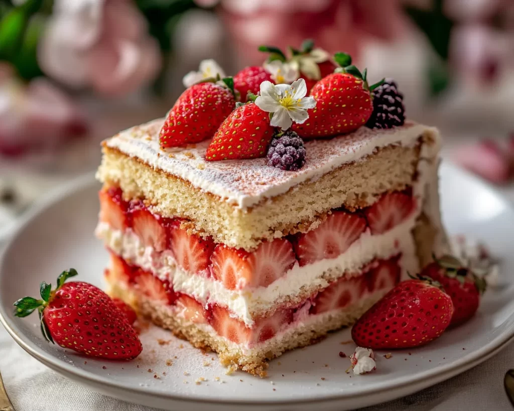 Spring Desserts: Strawberry Almond Cake in 7 Steps