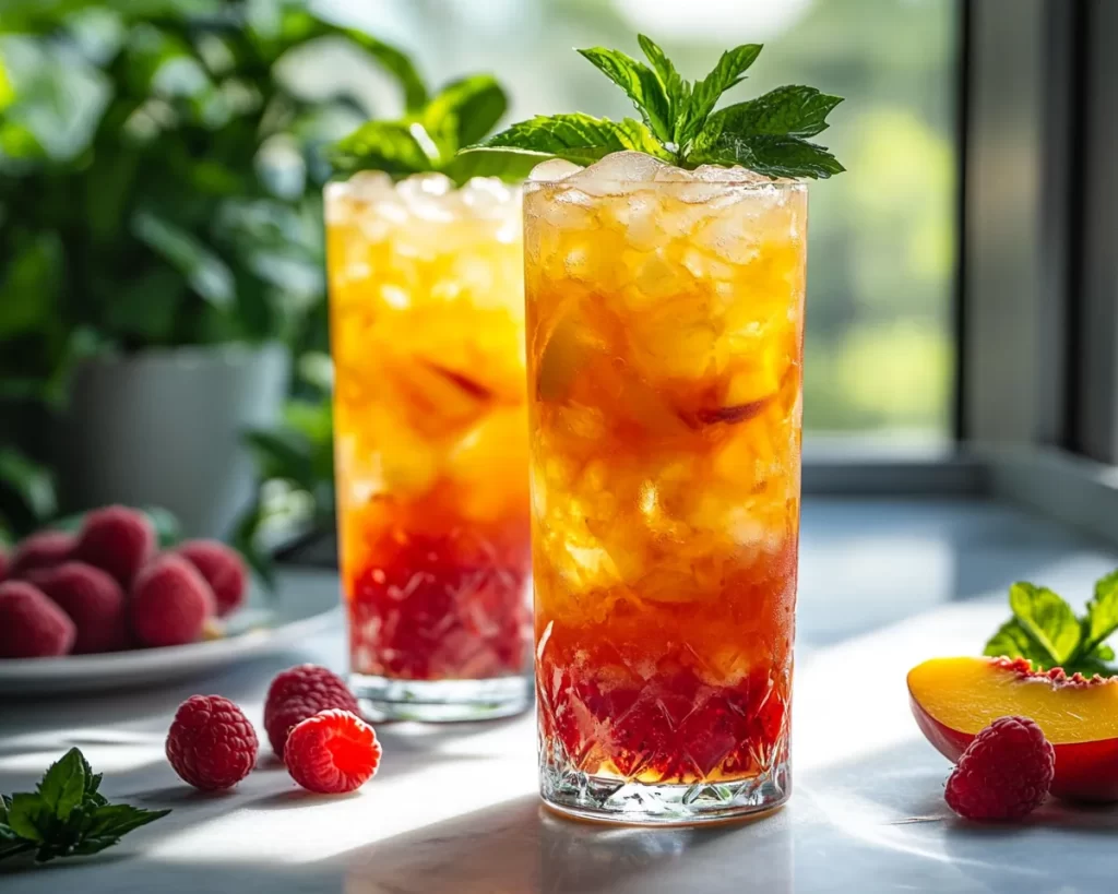Summer Drinks Nonalcoholic: Peach Raspberry Arnold Palmer in 10 Minutes