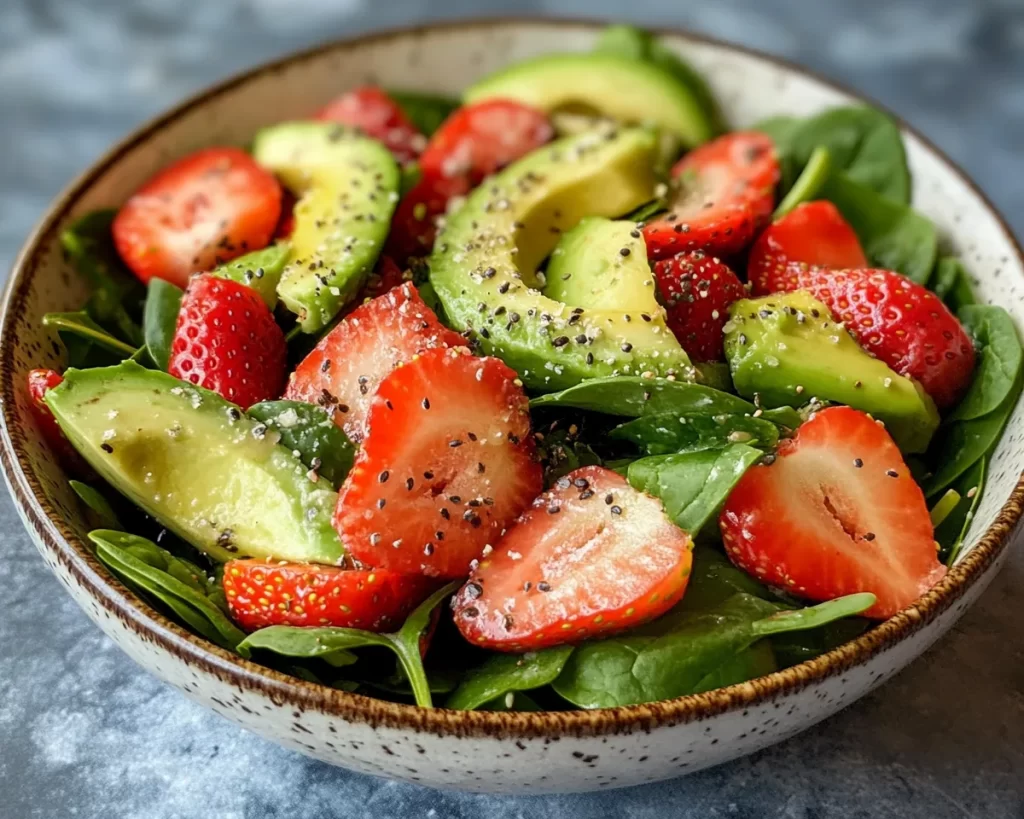 Spring Salad: Strawberry Avocado Spinach Salad in 10 Minutes