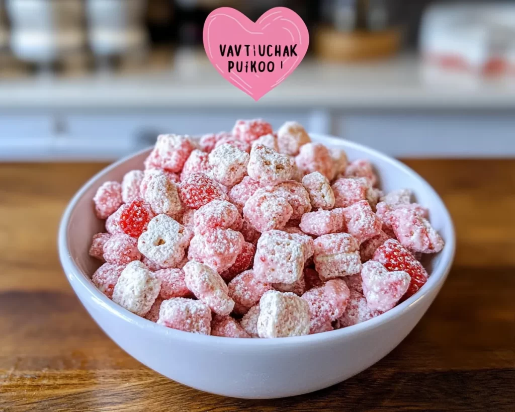 Valentine's Strawberry Cheesecake Puppy Chow