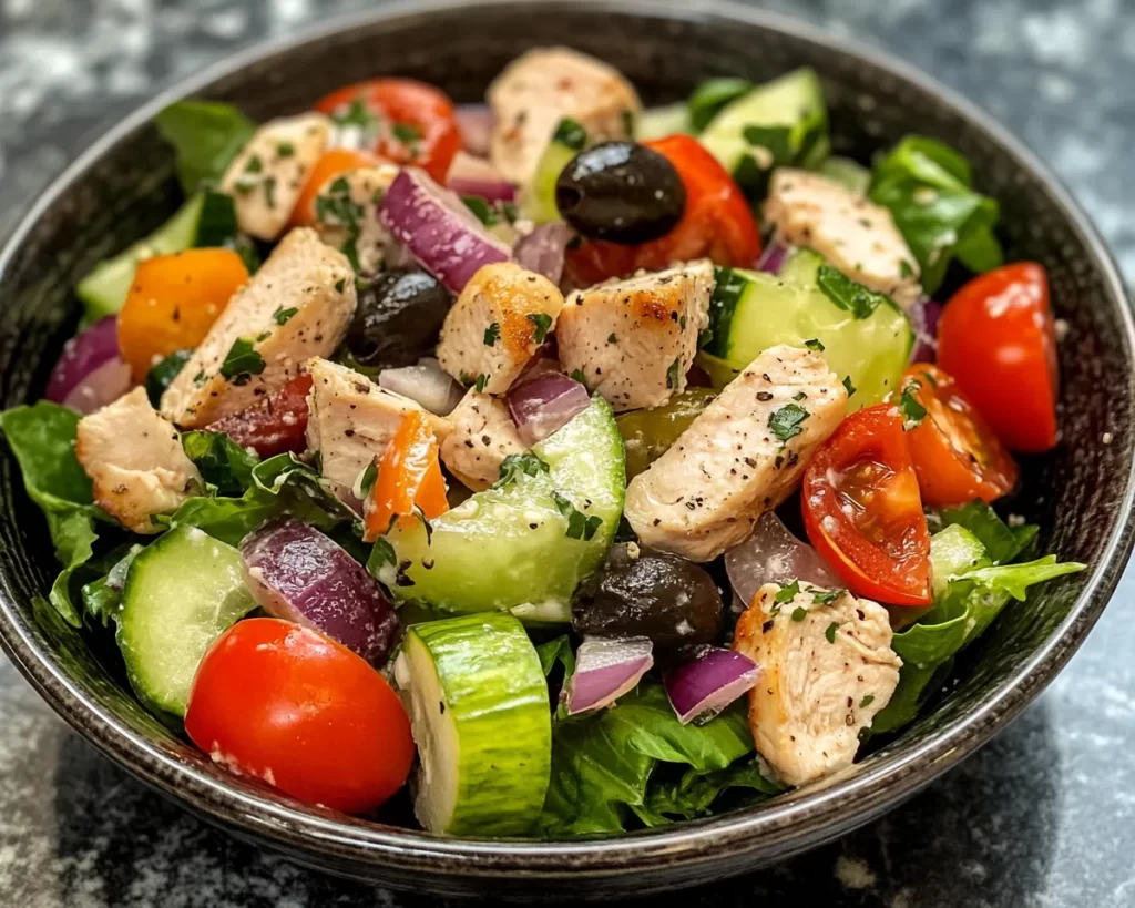 Healthy Easy Greek Salad with Chicken (Meal Prep)