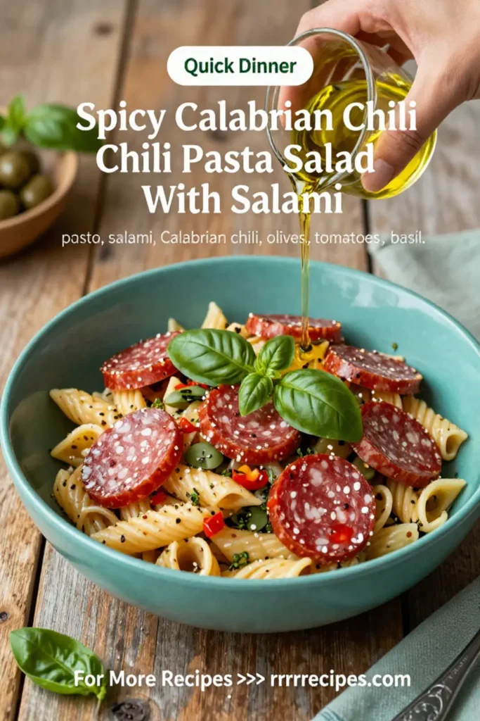 Pasta Salad: Spicy Calabrian Chili Pasta Salad With Salami in 20 Minutes