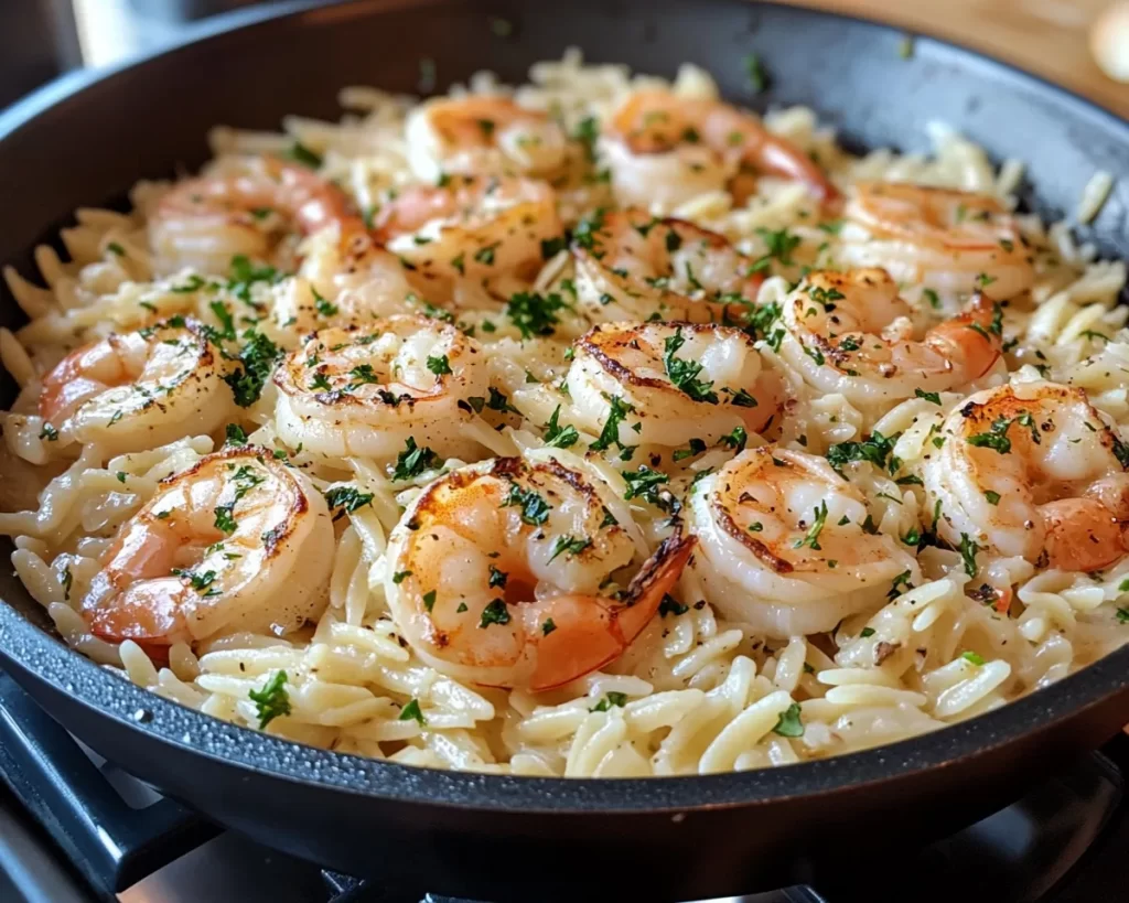 Easy Dinner Ideas: One Pot Lemon Garlic Shrimp Orzo in 20 Minutes
