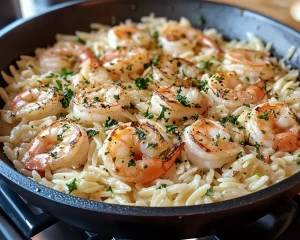 Easy Dinner Ideas: One Pot Lemon Garlic Shrimp Orzo in 20 Minutes