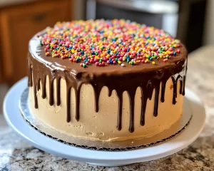 Birthday Cake: Chocolate Peanut Butter Drip Birthday Cake in 45 Minutes