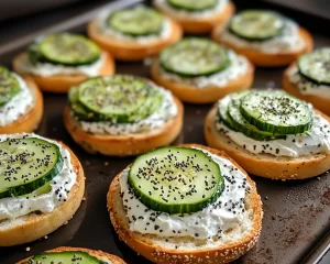 Healthy Snacks: Cucumber Cream Cheese and Everything Bagel Bites in 10 Minutes