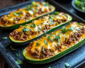 Ground Beef Recipes: Cheesy Taco Stuffed Zucchini Boats in 25 Minutes
