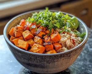 Sweet Potato Recipes: Chipotle Chicken and Sweet Potato Rice Bowl in 25 Minutes