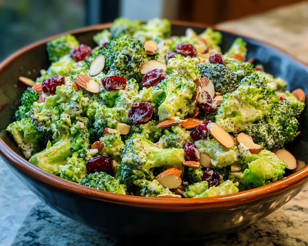 Broccoli Salad: Cranberry Almond Broccoli Salad With Poppy Seed Dressing in 15 Minutes