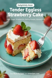 Tender Eggless Strawberry Cake