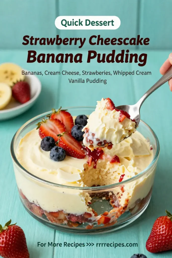 Banana Pudding: Strawberry Cheesecake Banana Pudding With Fresh Berries in 20 Minutes