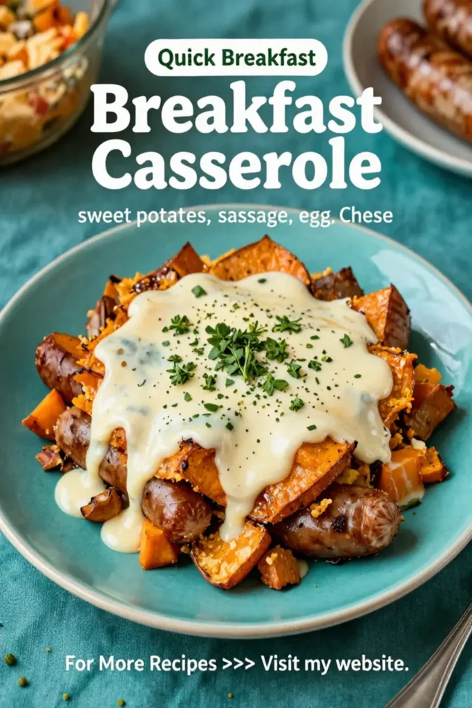 Breakfast Casserole: Sweet Potato and Andouille Sausage Breakfast Casserole in 35 Minutes