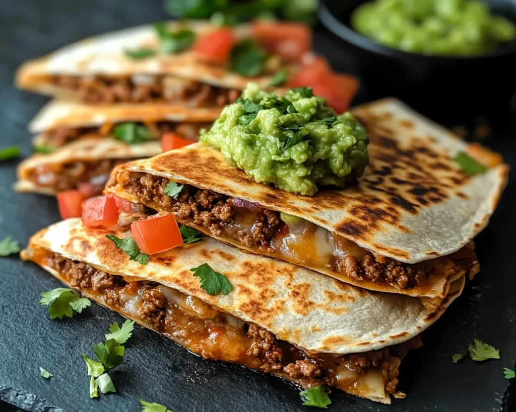 Ground Beef Recipes: Cheesy Ground Beef Quesadillas With Guacamole in 20 Minutes