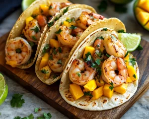 Shrimp Recipes: Coconut Lime Shrimp Tacos With Mango Salsa in 20 Minutes