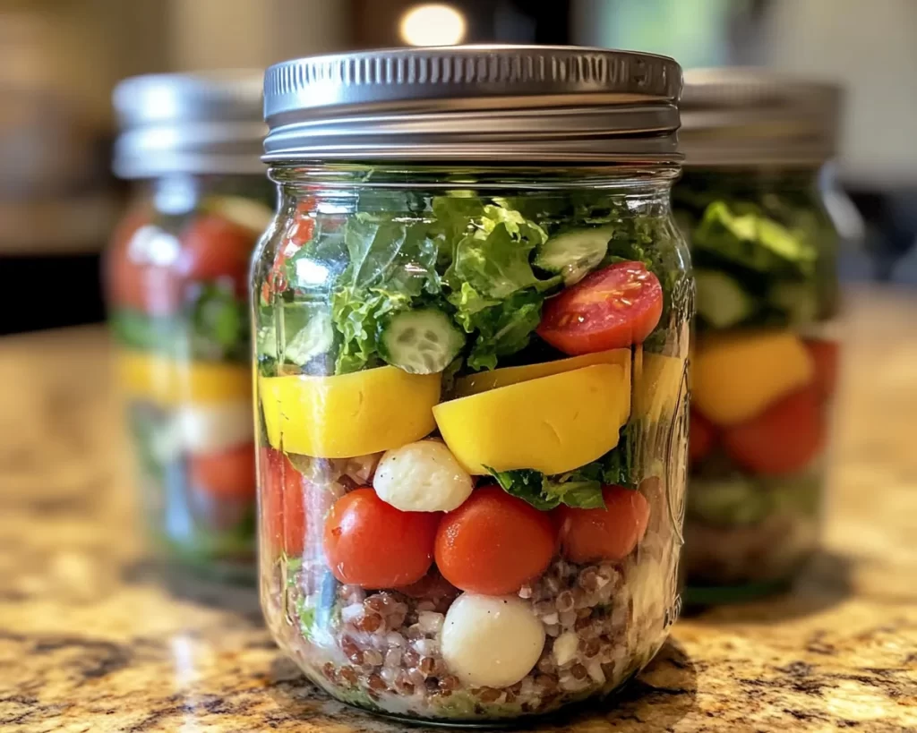 Lunch Ideas: Protein Packed Cobb Salad Meal Prep Jars in 15 Minutes