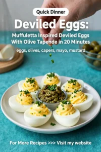 Deviled Eggs: Muffuletta Inspired Deviled Eggs With Olive Tapenade in 20 Minutes