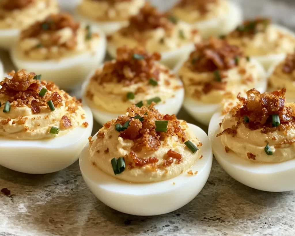 Deviled Eggs: Viral Deviled Eggs With Crispy Bacon and Chives in 20 Minutes