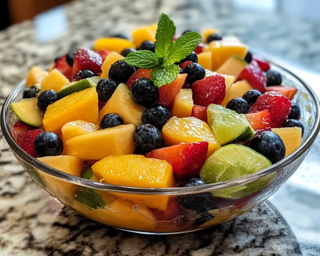 Fruit Salad: Honey Lime Tropical Fruit Salad With Mint in 10 Minutes