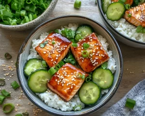 Salmon Recipes: Teriyaki Glazed Salmon Bowls With Pickled Cucumbers in 20 Minutes