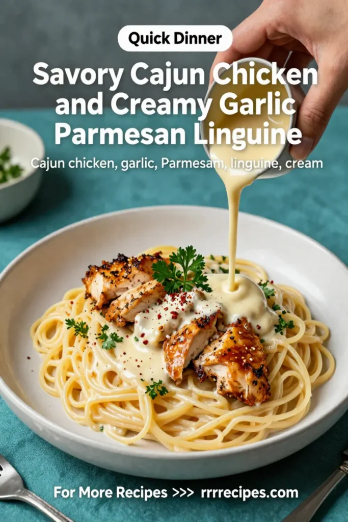 Savory Cajun Chicken and Creamy Garlic Parmesan Linguine