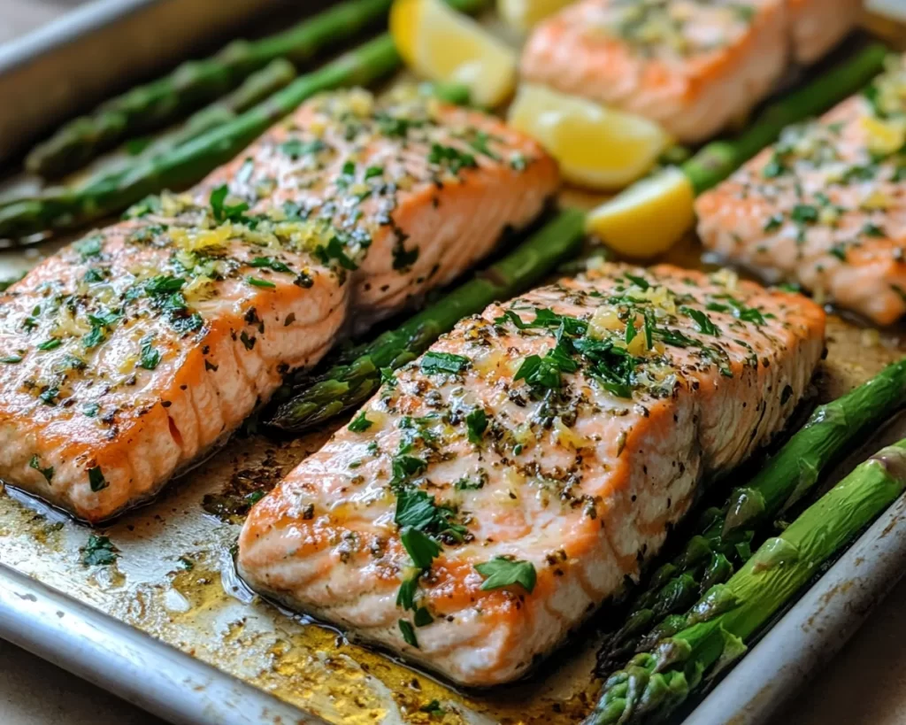 Healthy Dinner Recipes: Sheet Pan Lemon Herb Salmon and Asparagus in 25 Minutes