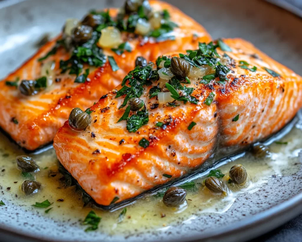 Salmon: Lemon Butter Pan Seared Salmon With Capers in 15 Minutes