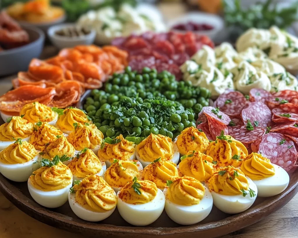 Deviled Eggs: Deviled Egg Charcuterie Platter With Garnishes in 25 Minutes