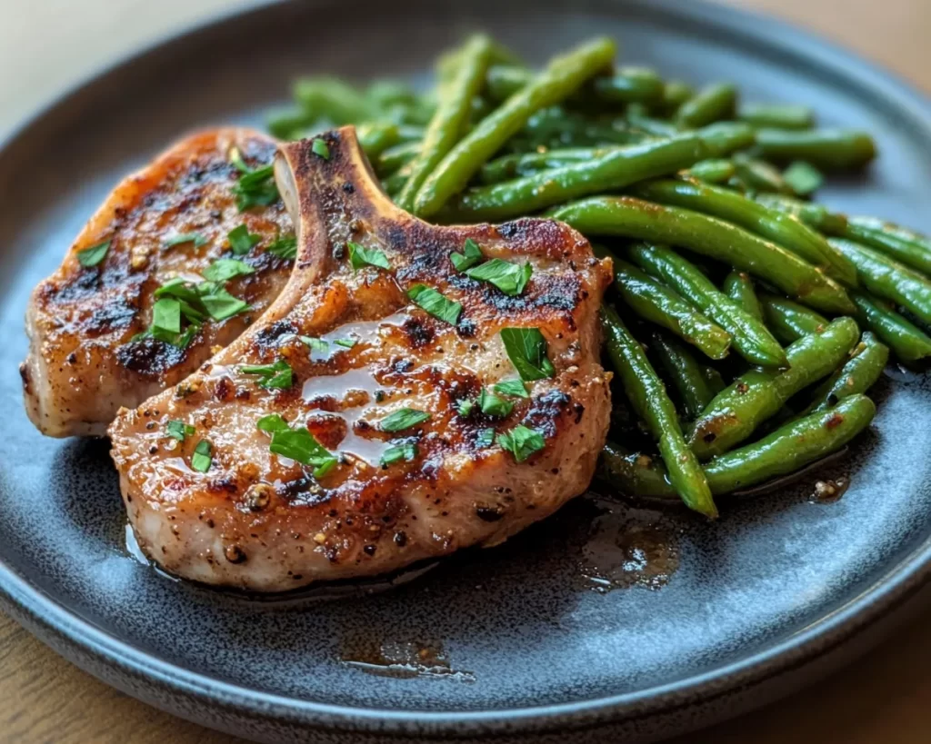 Pork Chop Recipes: Honey Dijon Baked Pork Chops With Green Beans in 25 Minutes