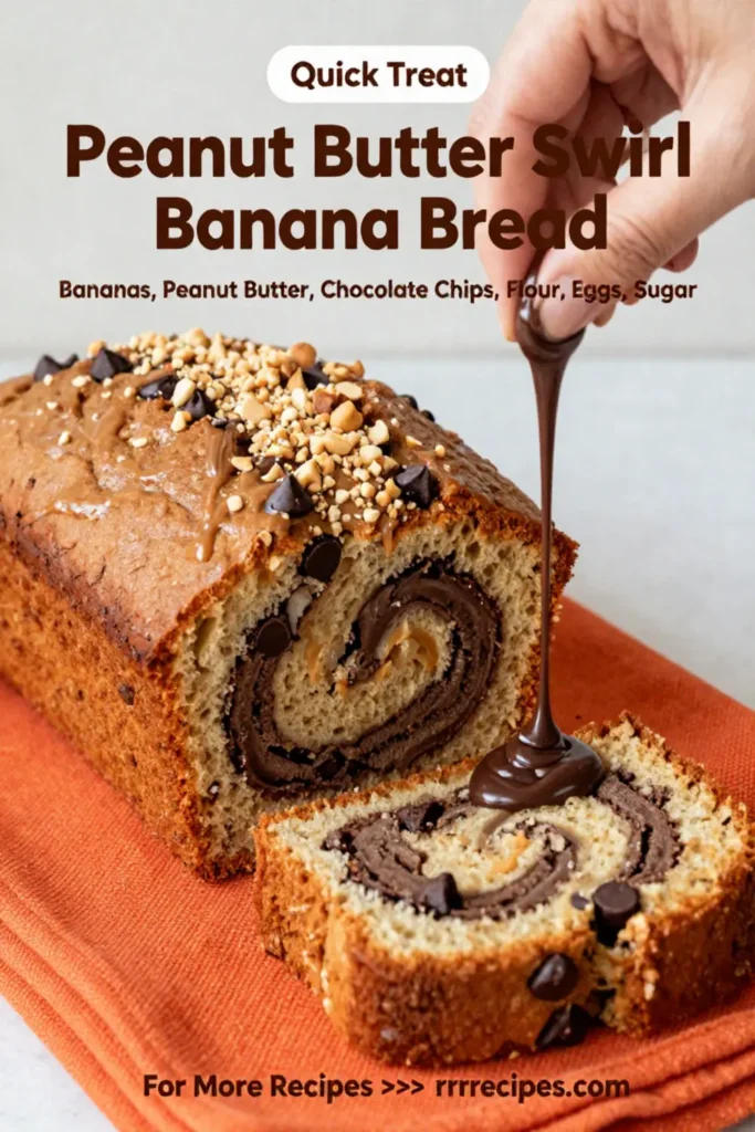 Banana Bread Recipe: Peanut Butter Swirl Banana Bread With Chocolate Chips in 35 Minutes