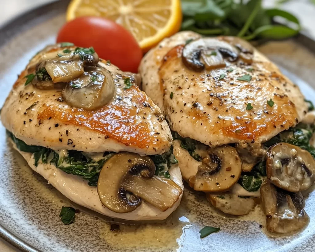 Dinner Ideas: Creamy Mushroom and Spinach Stuffed Chicken Breast in 30 Minutes