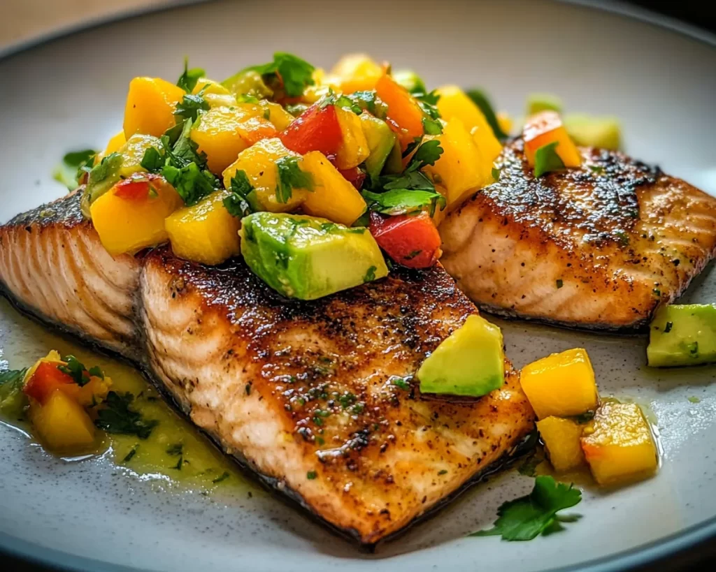 Dinner Ideas: Crispy Skin Salmon With Mango Avocado Salsa in 25 Minutes